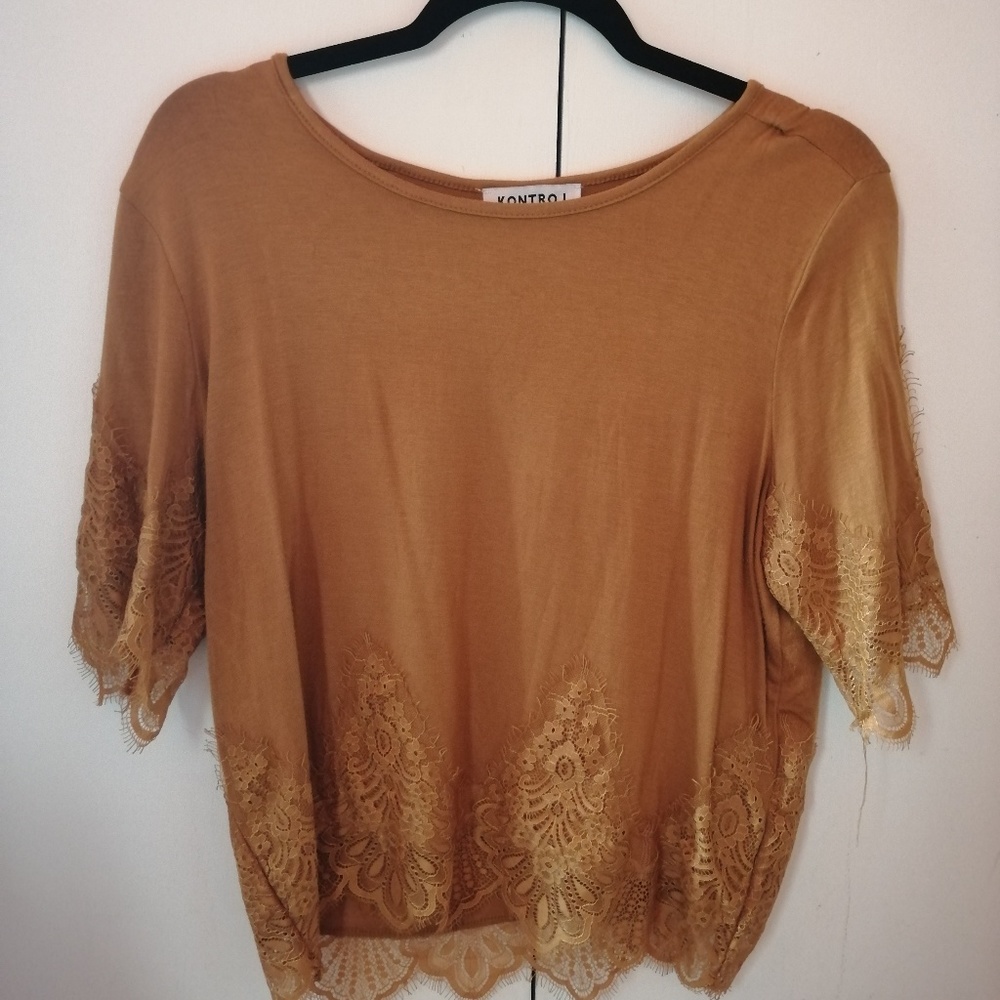 dark mustard half length sleeve top